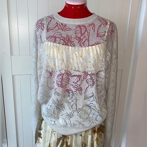 LINE Sheer Sweater, Long Sleeve, Flora Pattern, Women’s (US M)